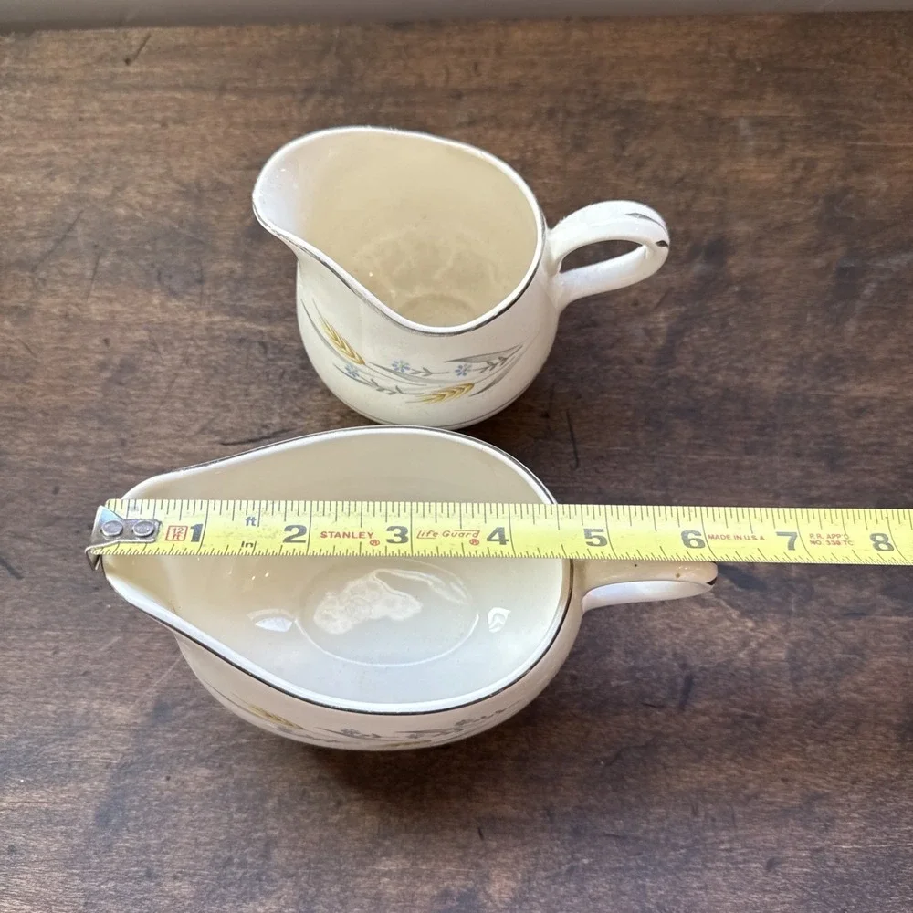 Vintage Homer Laughlin Cavalier Eggshell SOMERSET Wheat China Creamer Gravy Boat - Picture 9 of 11